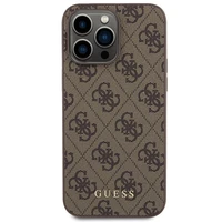 Guess 4G Metal Gold Logo dėklas telefonui iPhone 15 Pro Max - ruda