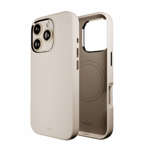 Puro Icon Mag Pro Magnetinis silikoninis dėklas telefonui iPhone 16 Pro - smėlio spalvos