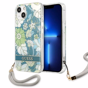 Guess GUHCP13MHFLSN iPhone 13 6.1" žalias/žalias kietas dėklas Gėlių Dirželis