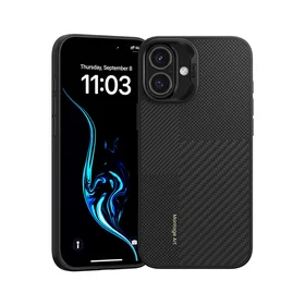 Benks Montage magnetinis Armor Pro Kevlar dėklas su metaliniu rėmeliu 600D+1500D Iphone 16 Plus telefonui juodas