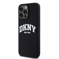 DKNY Liquid Silicone White Printed Logo MagSafe Dėklas telefonui iPhone 14 Pro Max - juodas (m)