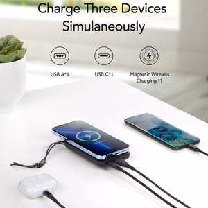 VEGER išorinė baterija 10000 mAh su belaidžiu įkrovimu, suderinama su MagSafe PD QC3.0 2A 20W MagOn (VP1151 / W1151) balta