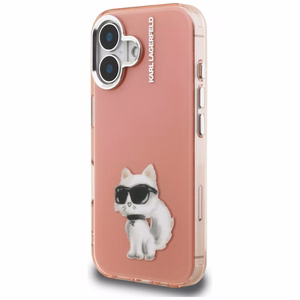 Karl Lagerfeld IML Aquarelle Choupette & Logo iPhone 16 deklas - rozinis