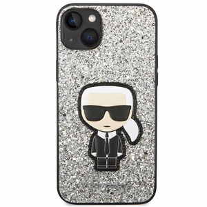 Dėklas telefonui Karl Lagerfeld KLHCP14MGFKPG iPhone 14 Plus 6.7\" sidabrinis / sidabrinis Glitter Flakes Ikonik