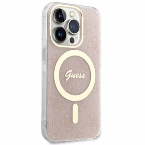 Guess GUHMP14LH4STP iPhone 14 Pro 6.1" rožinis/rožinis kietas dėklas 4G MagSafe