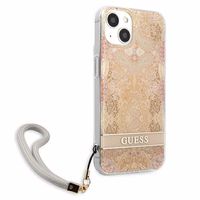 Guess GUHCP13SHFLSD iPhone 13 mini 5.4" auksinis/auksinis kietas dėklas Gėlių Dirželis