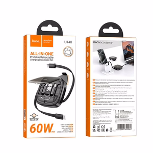 Laidas All-in-one sulankstomas su keičiamais antgaliais Hoco PD 3A 60W 0,95 m U140 juodas