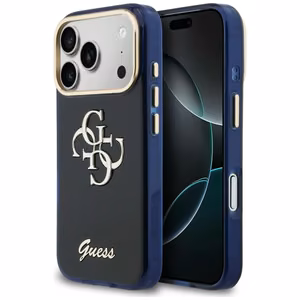 Guess IML 4G Script Metal Dėklas for iPhone 17 Pro - mėlynas