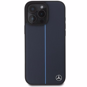 Mercedes MB Mėlynos linijos odinis MagSafe dėklas iPhone 16 Pro Max - Tamsiai mėlynas