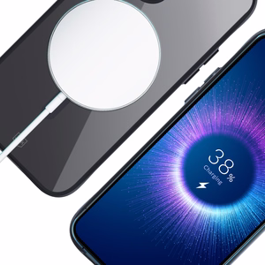 3mk satino šarvo magnetinis dėklas telefonui su MagSafe iPhone 12 Pro Max - skaidrus su juodu rėmeliu