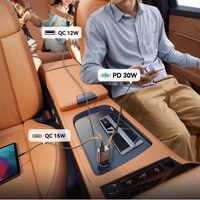 Automobilinis įkroviklis Joyroom "JR-CCL07" juodas 30W (1xPD / 1xQC3.0) + "Lightning" laidas