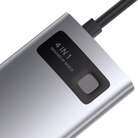 Šakotuvas 4in1 Baseus Metal Gleam Series, USB-C į USB 3.0 + USB 2.0 + HDMI + USB-C PD