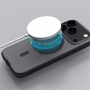"Nillkin Super Frosted Shield Pro MagSafe" dėklas, suderinamas su "iPhone 17 Pro" - skaidrus, juodas