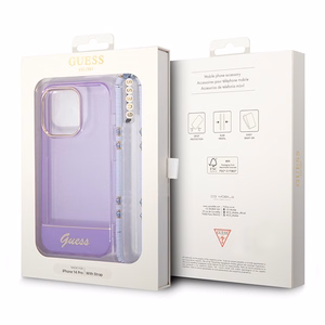 Dėklas telefonui Guess GUHCP14LHGCOHU iPhone 14 Pro 6.1 violetinis perlamutrinis dirželis
