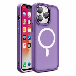 Magnetinis spalvotas matinė dėklas telefonui iPhone 15 Plus - violetinė