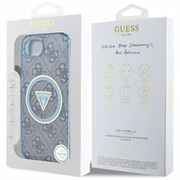 Guess IML Metal Glitter 4G Circle Triangle Magnetinis dėklas telefonui iPhone 16e - mėlynas