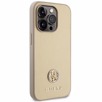 Guess GUHCP15XPS4DGPD iPhone 15 Pro Max 6.7" auksinis/auksinis kietas dėklas Strass Metalinis Logotipas