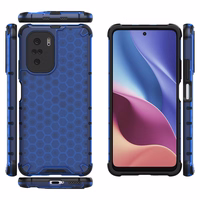 Honeycomb dėklas šarvuotas dėklas su TPU buferiu Xiaomi Redmi K40 Pro+ / K40 Pro / K40 / Poco F3 mėlynas