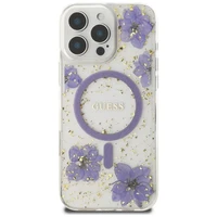 Guess dervos gėlės Magnetinis dėklas telefonui iPhone 16 Pro Max - violetinė