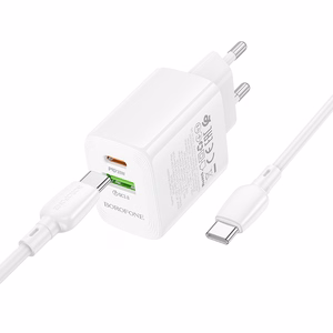 Įkroviklis Borofone BN29 30W USB-C/USB-A + USB-C to USB-C cable 1.0m baltas