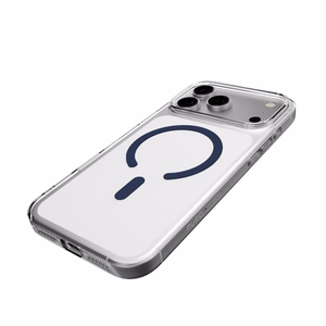 Puro Lite Mag TPU+PC dėklas telefonui suderinamas su MagSafe iPhone 17 Pro Max - skaidrus su mėlynu žiedu