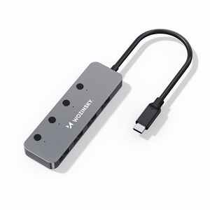 Wozinsky WHS080YSS 4 x USB-A 3.0 Aluminum Hub with Individual Switches and 15 cm USB-C Cable - Gray