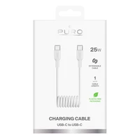 Puro 25W USB-C spiralinis kabelis - USB-C 1m - baltas