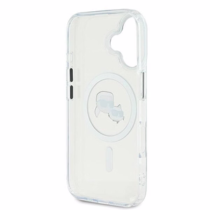 Karl Lagerfeld IML Metal Karl&Choupette Head magnetinis dėklas telefonui iPhone 16 - baltas