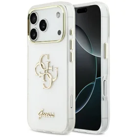 Guess IML 4G Script Metal Case for iPhone 17 Pro Max - White