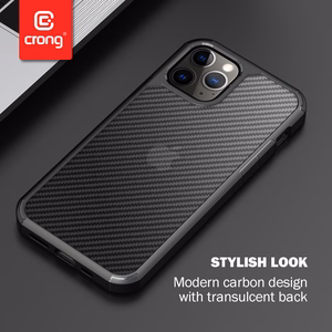Crong Hybrid Carbon dėklas, skirtas iPhone 12 Pro Max, juodas