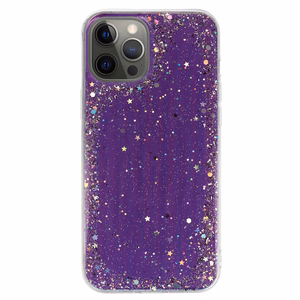 Skaidrus dėklas telefonui Iphone 12 Pro Max Violetinis