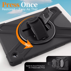 JM Rugged Case Grip dėklas Samsung Galaxy Tab A11+ su dirželiu juodas