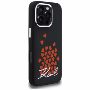 Karl Lagerfeld silikoninis dėklas su širdies logotipu MagSafe iPhone 16 Pro - juodas