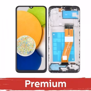 LCD ekranas skirtas Samsung A035F A03 ne-ES juodas su rėmeliu OEM