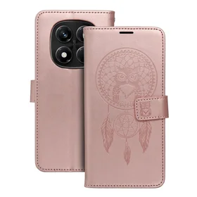 MEZZO knygos tipo dėklas telefonui XIAOMI Redmi Note 14 PRO 4G su sapnų gaudykle, rožinio aukso spalvos