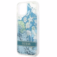 Guess GUHCP14SLFLSN iPhone 14 6.1 "žalias kietas dėklas Flower Liquid Glitter