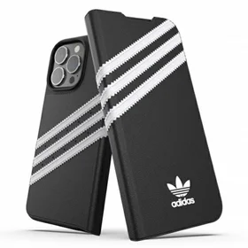Adidas OR knygelės tipo dėklas PU iPhone 13 Pro / iPhone 13 – juodas ir baltas