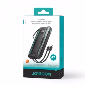 Išorinė baterija Joyroom JR-L017 juodas 10000mAh 22.5W (PD / QC3.0) + integruotas 2in1 laidas