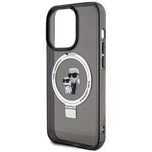 Karl Lagerfeld KLHMP15XHMRSKCK iPhone 15 Pro Max 6.7" juodas kietas dėklas su stovu Karl&Choupette MagSafe