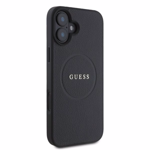 Guess Grūdintas Auksinis Žiedas Magnetinis Dėklas telefonui iPhone 16 - juodas