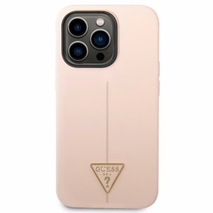 Guess GUHCP14XSLTGP iPhone 14 Pro Max 6.7" rožinis kietasis dėklas silikoninis Triangle