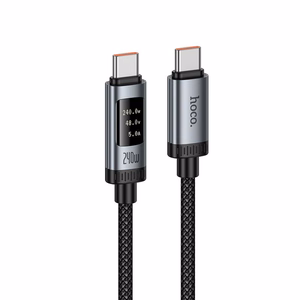 Kabelis USB A į USB C Hoco PD 6A 240W 1,2 m U148 su skaitmenine indikacija - juodas