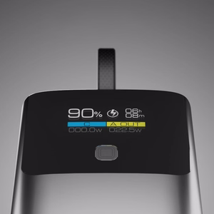 SBS 10000mAh PD 20W išorinė baterija su LCD ekranu ir įmontuotu USB-C kabeliu - pilka