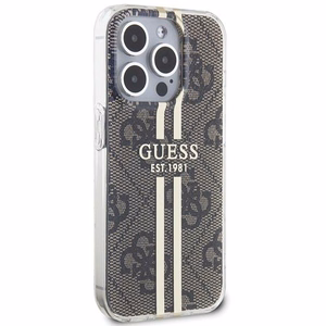 Guess IML 4G Gold Stripe dėklas telefonui iPhone 15 Pro - rudas
