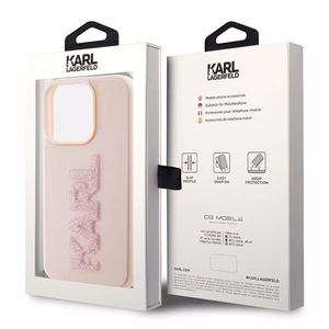 Karl Lagerfeld 3D Rubber Glitter Logo чехол для iPhone 15 Pro Max - розовый