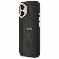 GUESS dėklas telefonui IPHONE 17, suderinamas su MagSafe GUHMP17SPG4SEMCK (PU W/ 4G Stripe) juodas