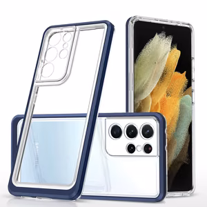 Clear 3in1 dėklas Samsung Galaxy S23 Ultra silikoninis dėklas su rėmeliu mėlynas