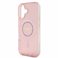 Guess IML Rhinestones Magnetinis dėklas telefonui iPhone 16 Plus - rožinis