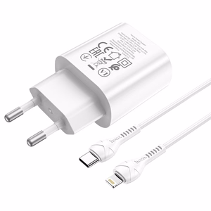 Įkroviklis Hoco N22 25W USB-C + USB-C to Lightning cable 1.0m baltas