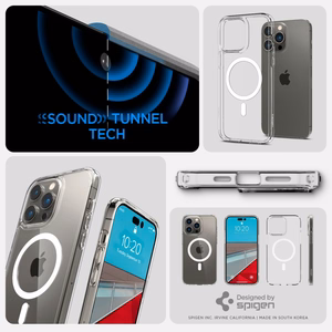 Spigen Ultra Hybrid Magnetinis dėklas su MagSafe iPhone 14 Pro - skaidrus/baltas